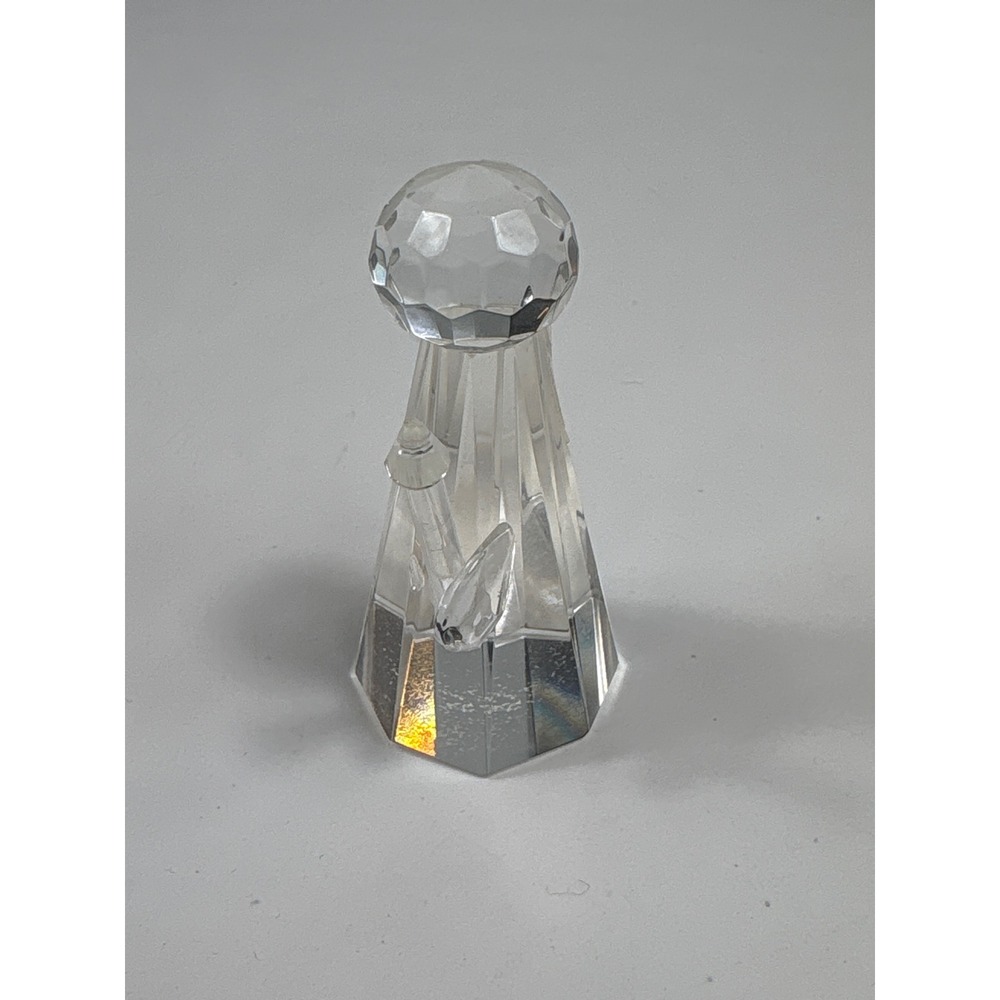 Vintage Faceted Clear Crystal Abstract Angel Figurine Minimalist Geometric Glass